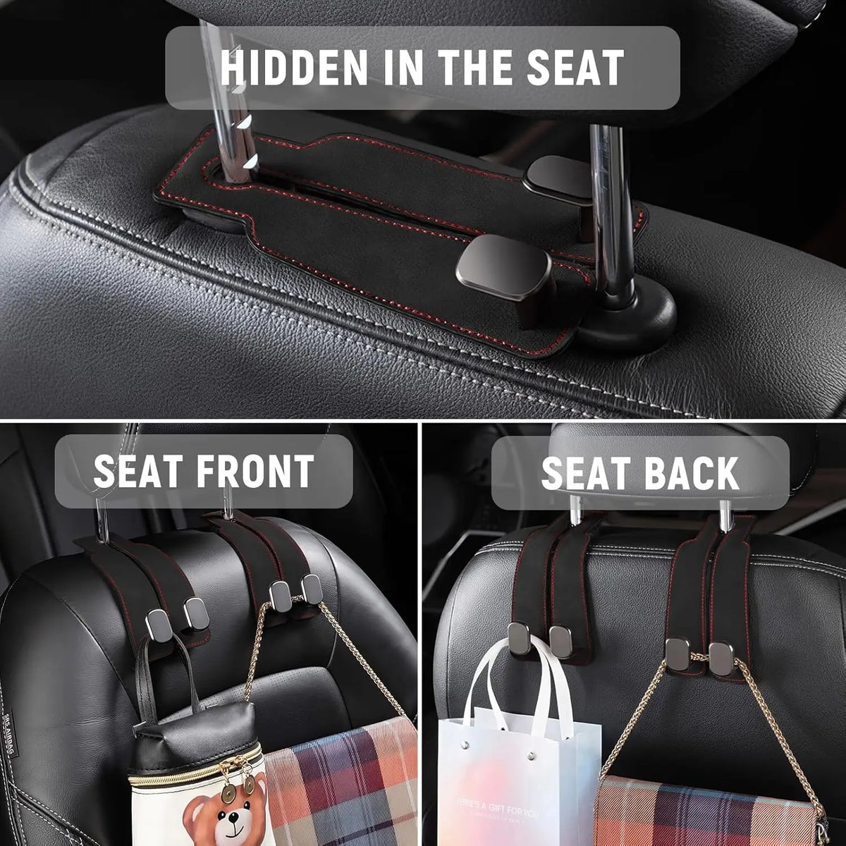 Car Seat Headrest Hook – Double Storage Hook for Bags, Purses & Groceries