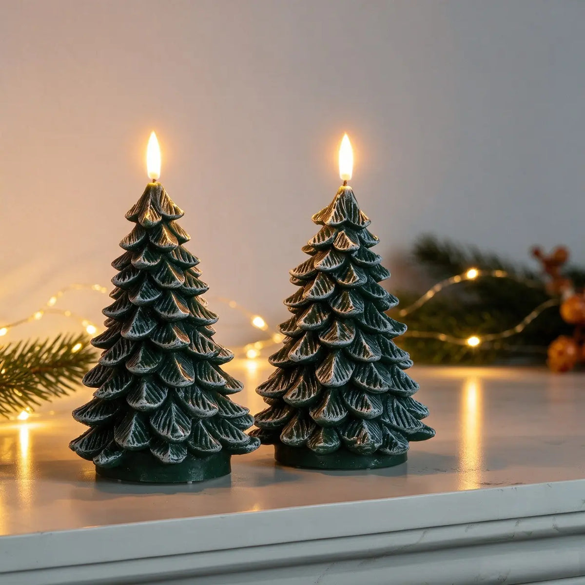 2-Pack Flameless Christmas Tree Candles with Timer