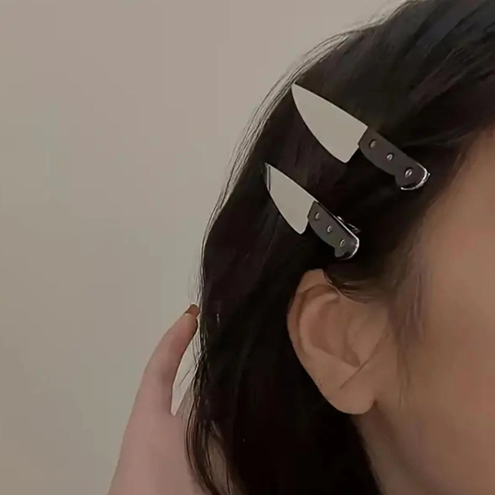 Mini Knife Shaped Hair Clips – Novelty Metal Hair Accessories