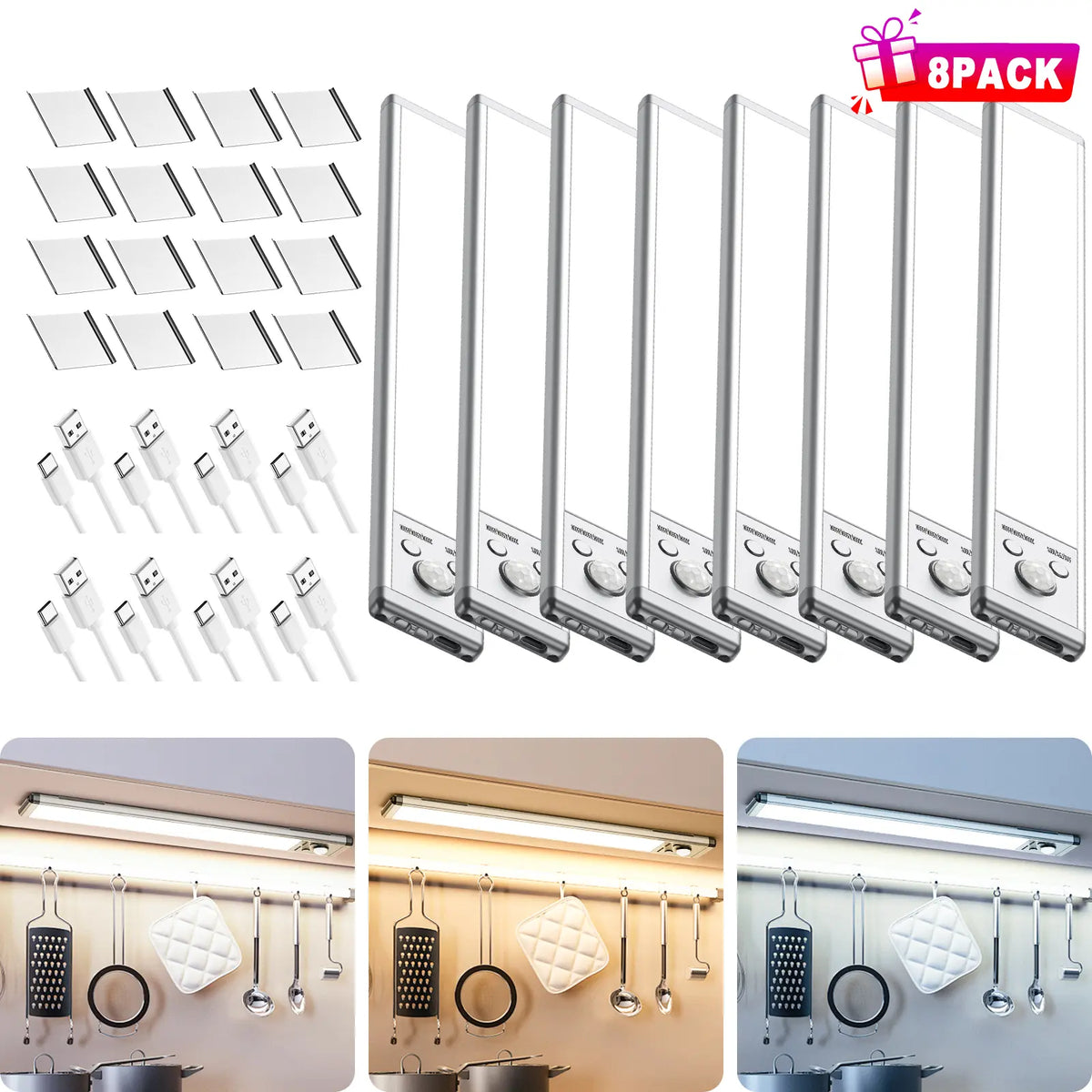 Rechargeable Motion Sensor Magnetic Cabinet Light