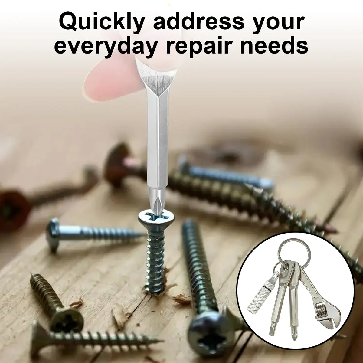 4-in-1 Mini Tool Keychain – Compact EDC Repair Kit