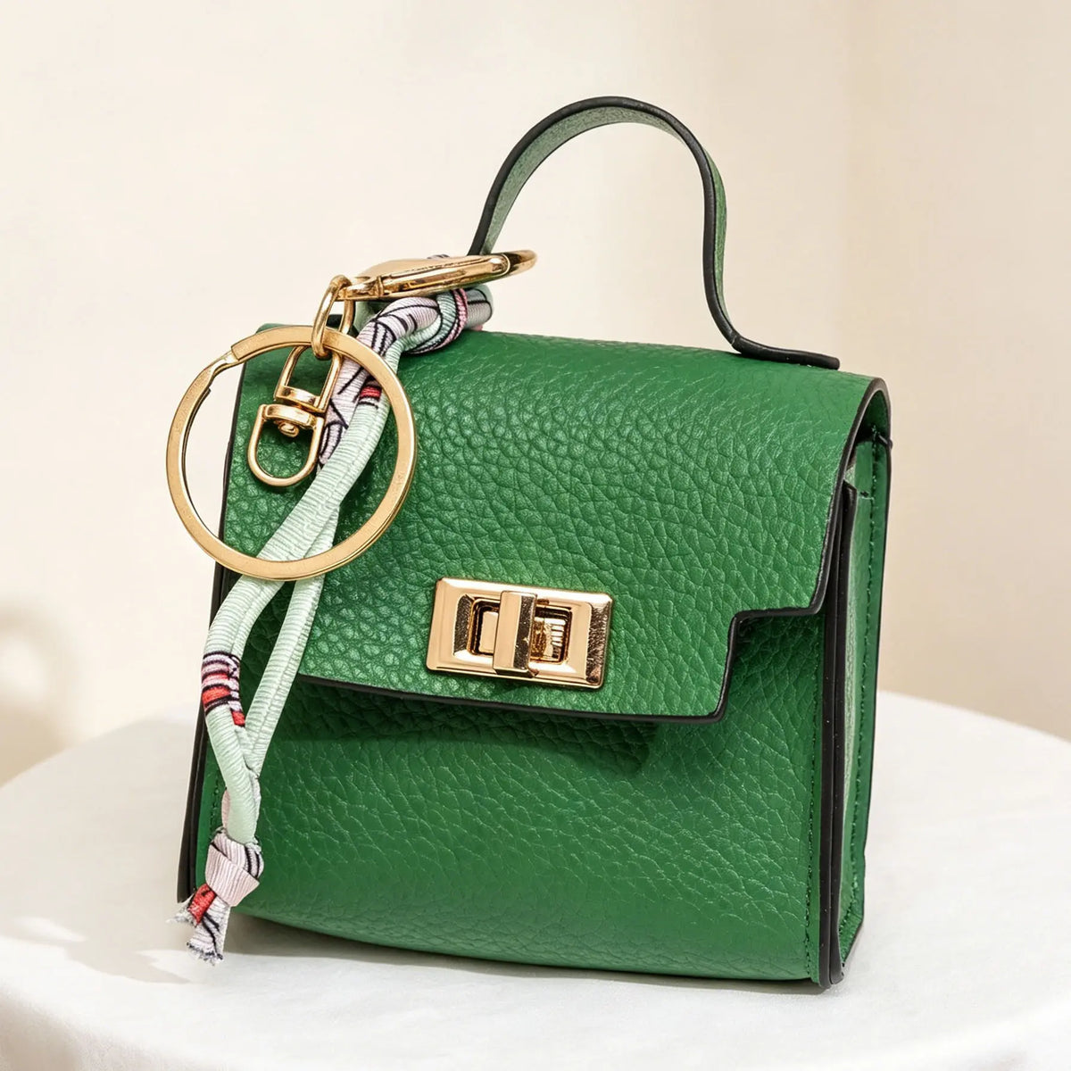 Mini Handbag Charm Keychain with Scarf