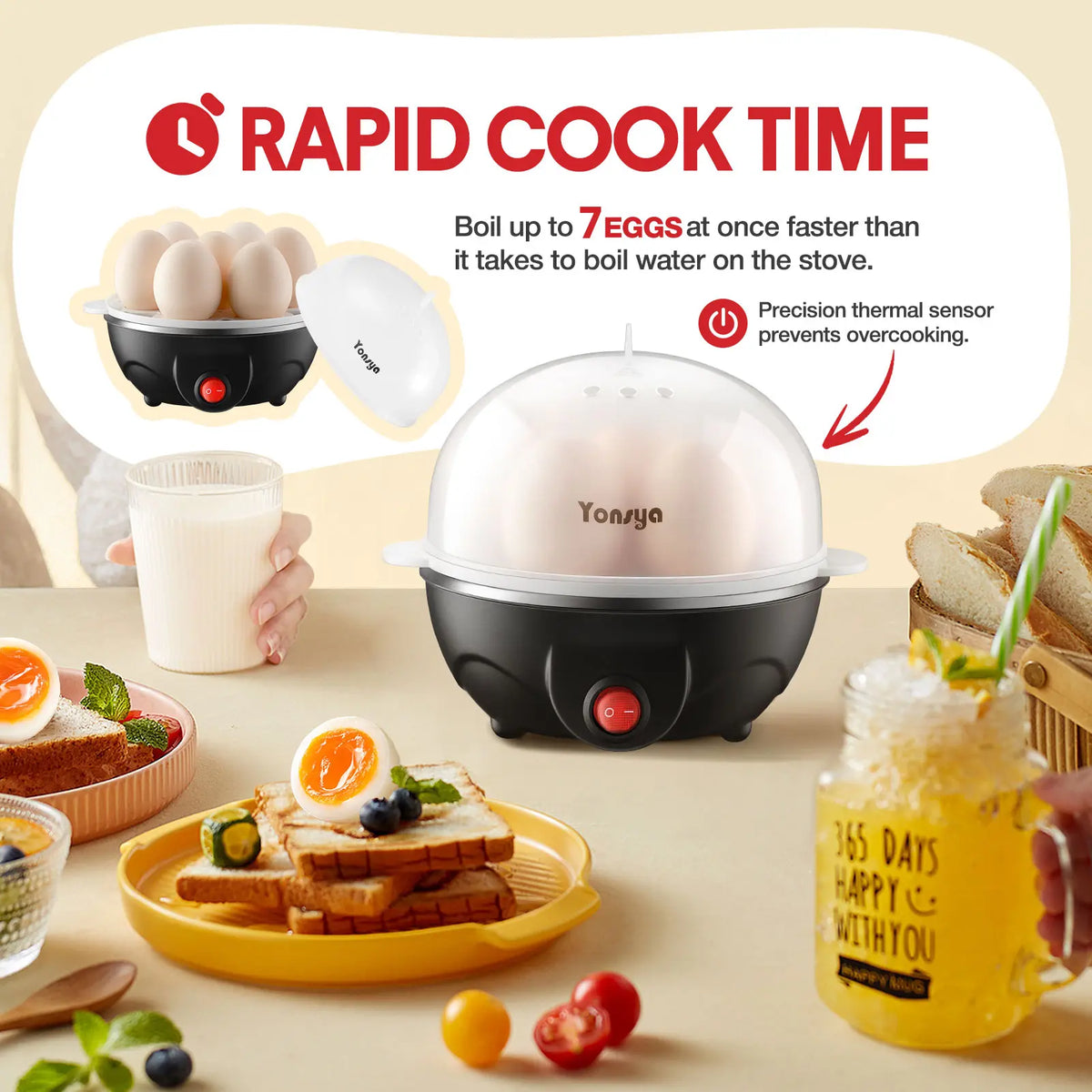 7-Egg Electric Egg Cooker with Auto Shut-Off