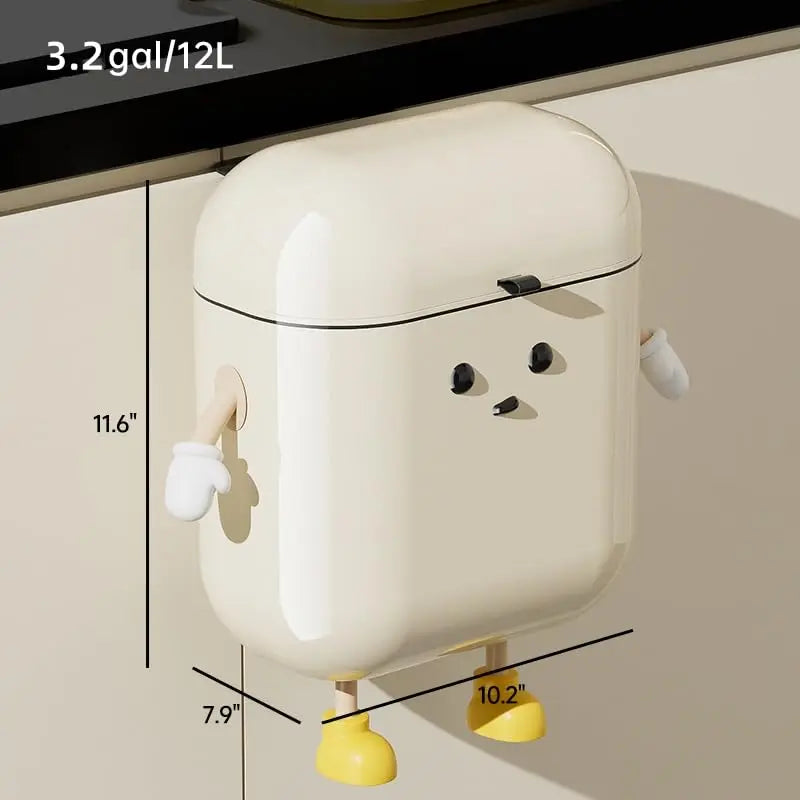 12L Wall Mounted Trash Can with Lid, Hanging Leakproof Waste Bin