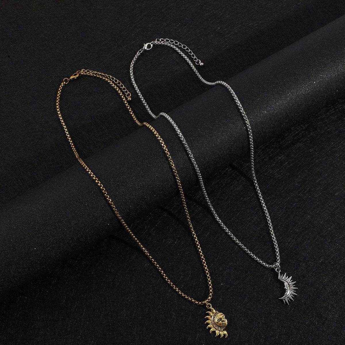 Matching Sun & Moon Couple Necklace Set