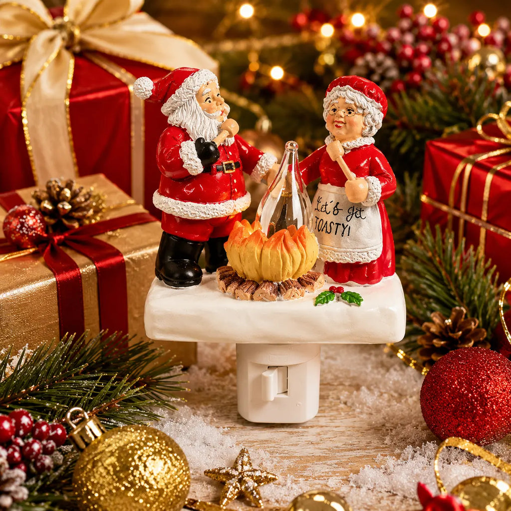 Santa & Mrs. Claus Fireside Christmas Night Light