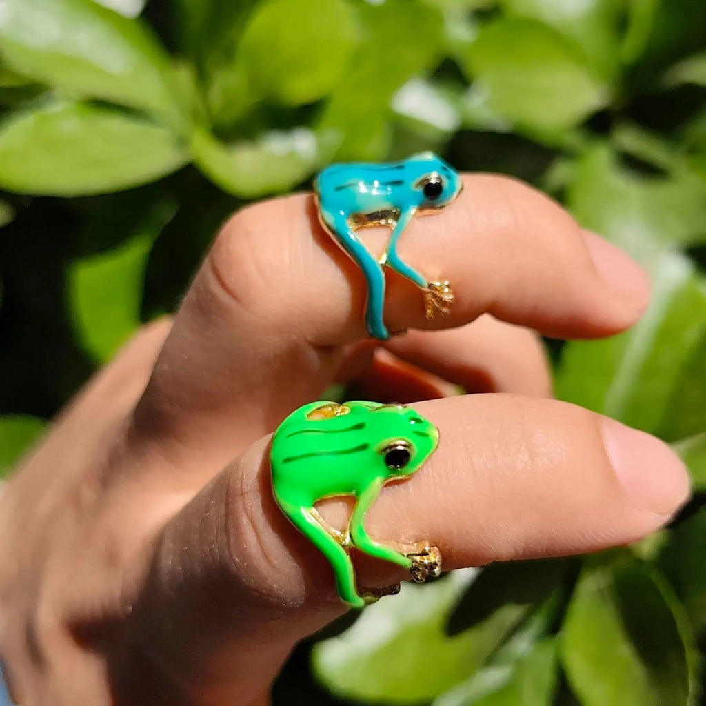 Cute Frog Adjustable Ring – Enamel Animal Jewelry Gift
