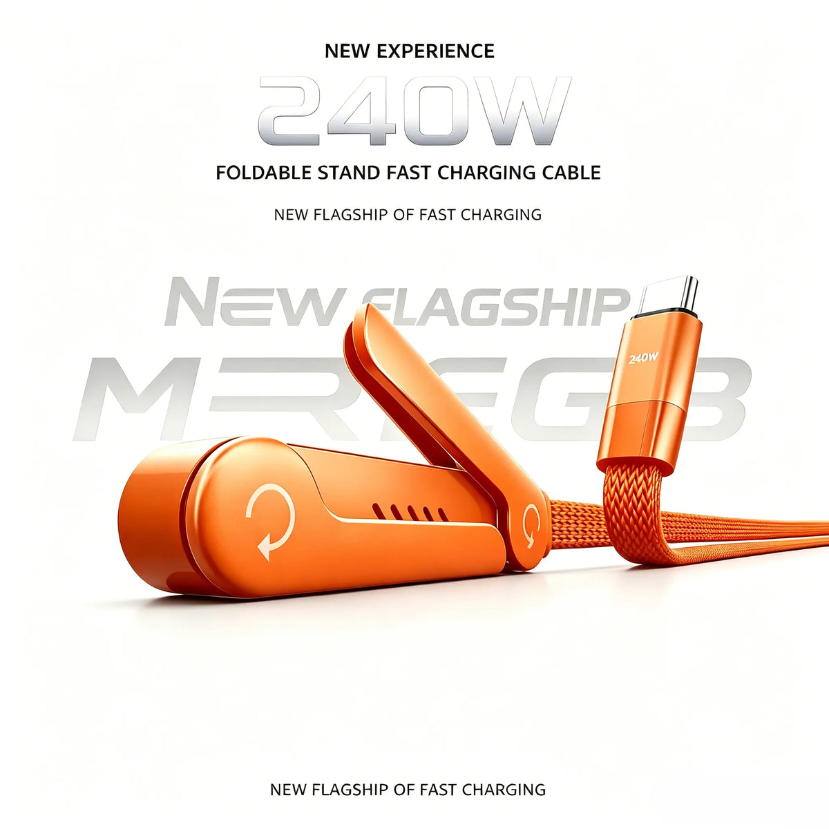 240W 2-in-1 USB-C Fast Charging Cable with Foldable Phone Stand