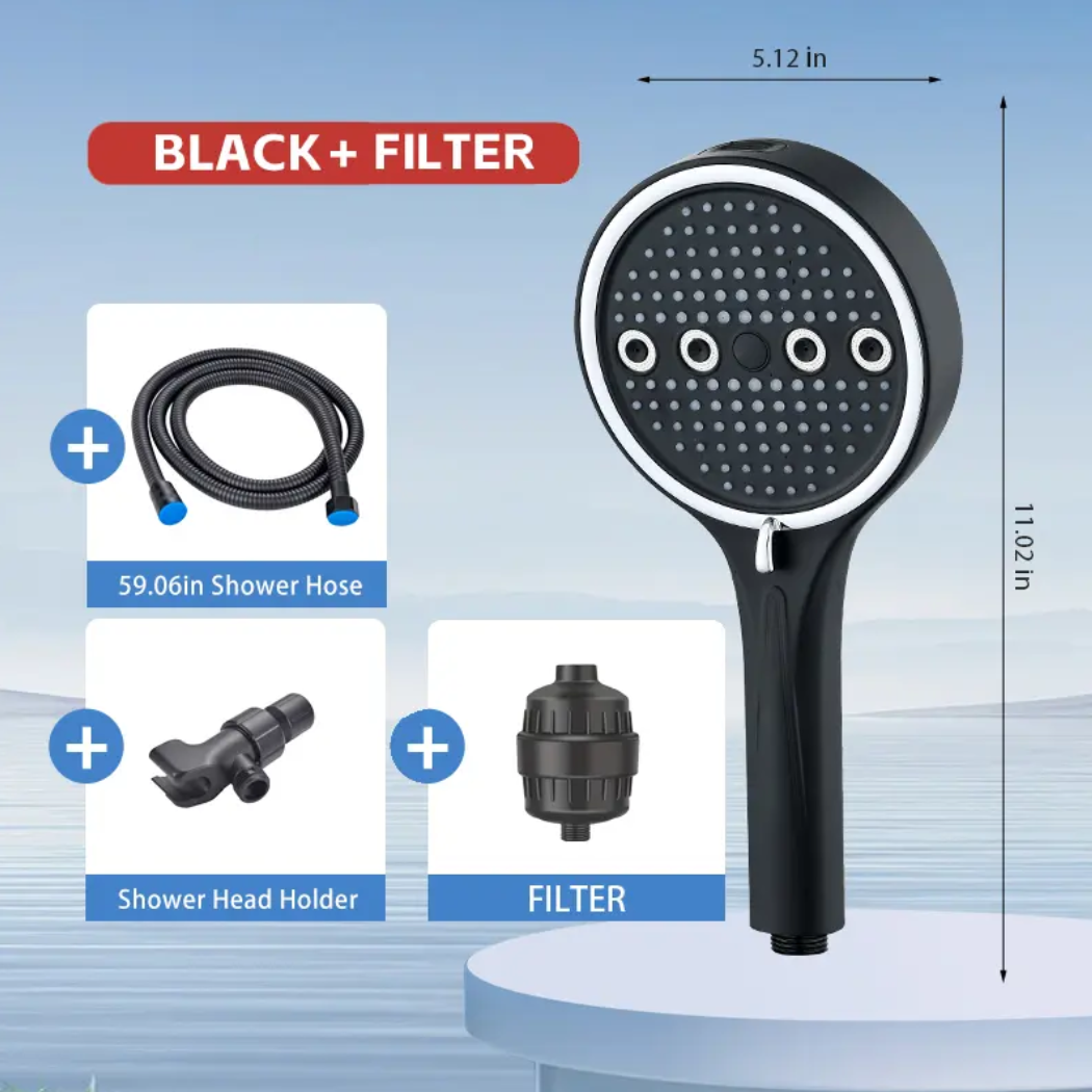 6-Mode High Pressure Shower Head Set with Hose & Holder