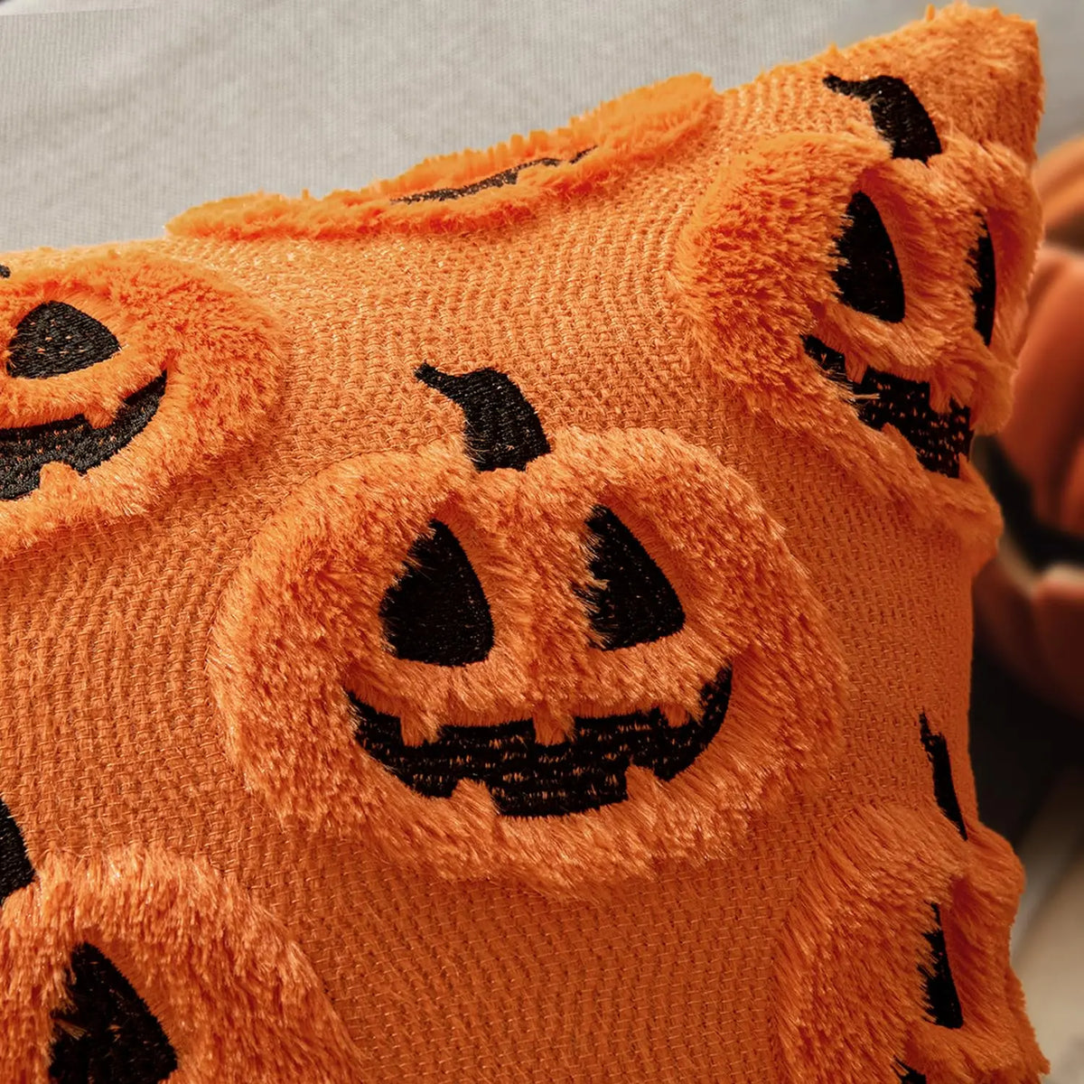 Embroidered Pumpkin Halloween Pillow