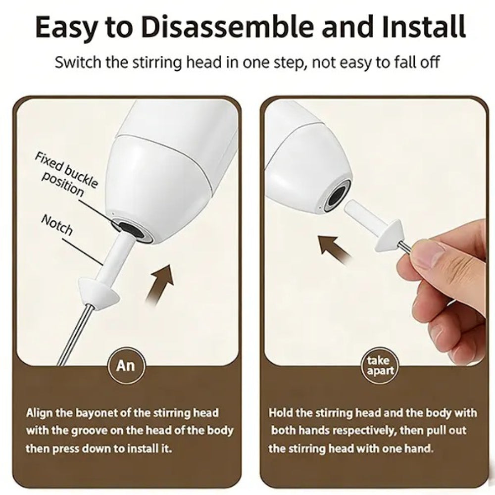 Rechargeable Milk Frother – 3-Speed Handheld Electric Whisk