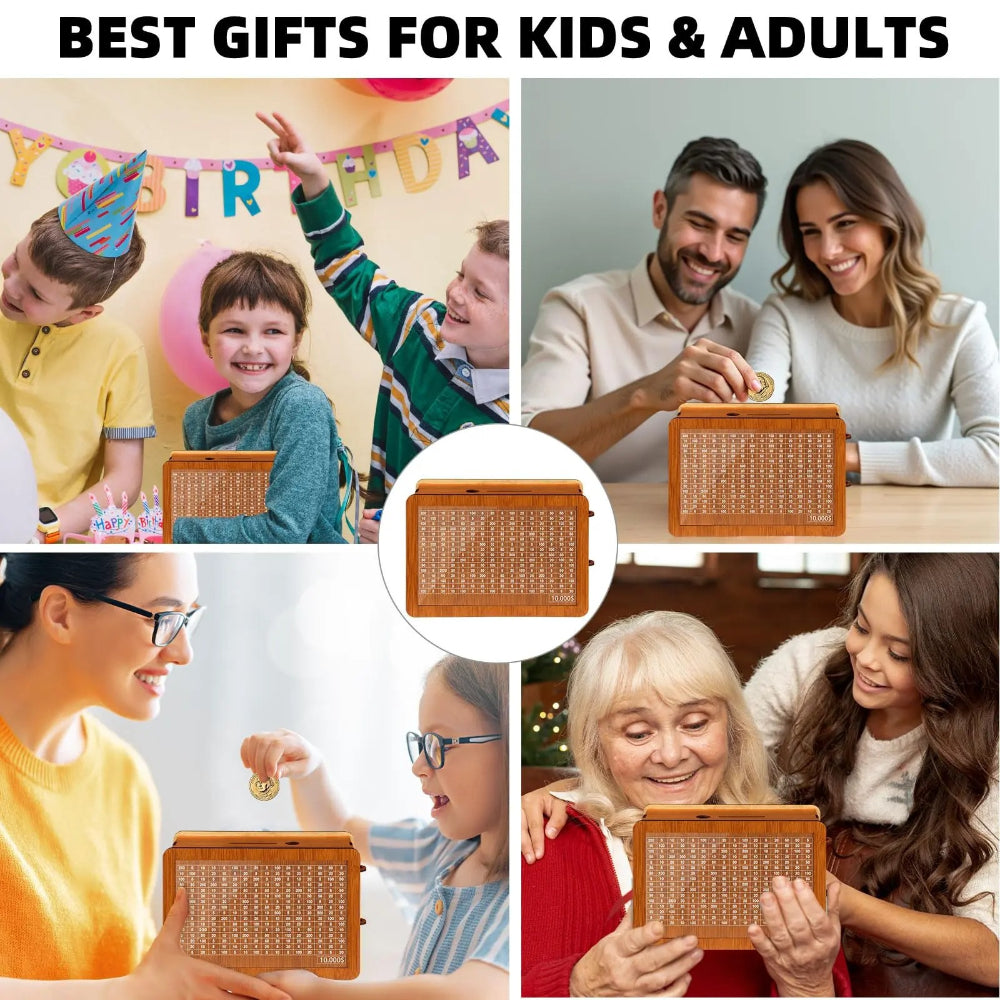 $10,000 Savings Challenge Wooden Money Box