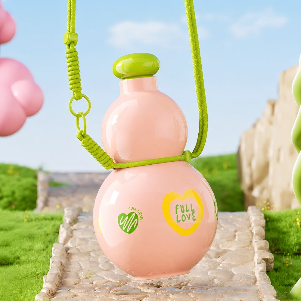 Cute Gourd Water Bottle with Adjustable Strap – Large Capacity