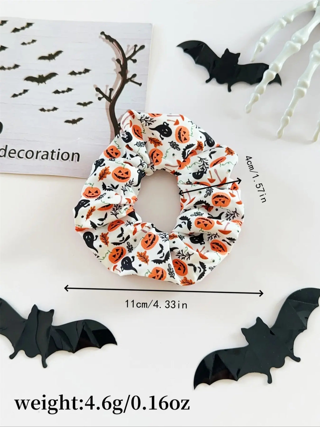 Halloween Scrunchies Set, 6PCS Gothic Pumpkin Hair Ties, Spooky Cute Elastic Hair Accessories