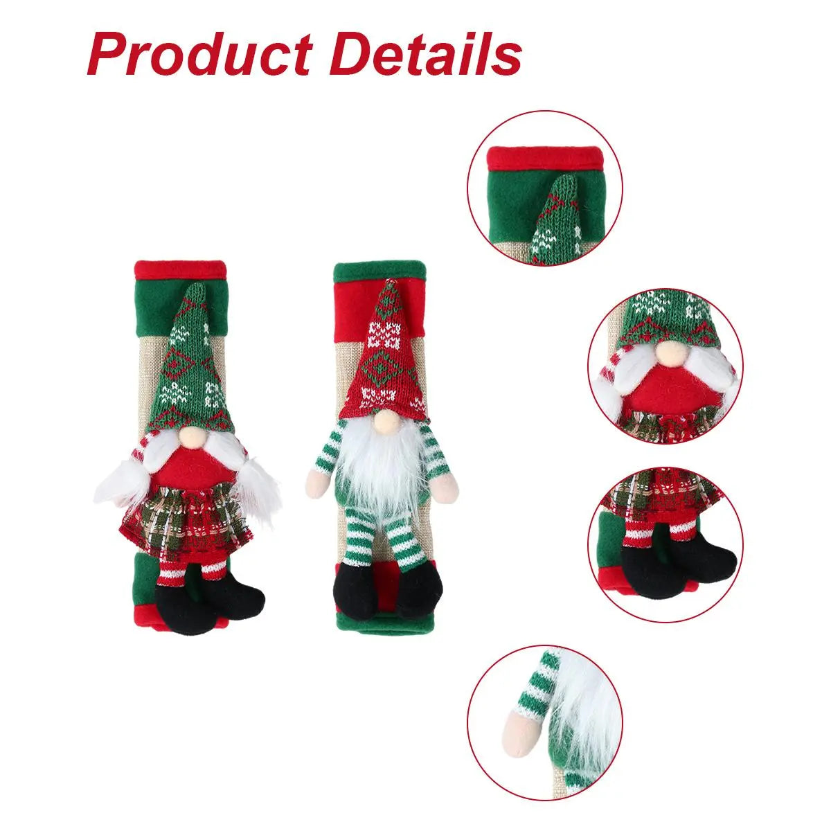 2-Pack Christmas Gnome Refrigerator Handle Covers