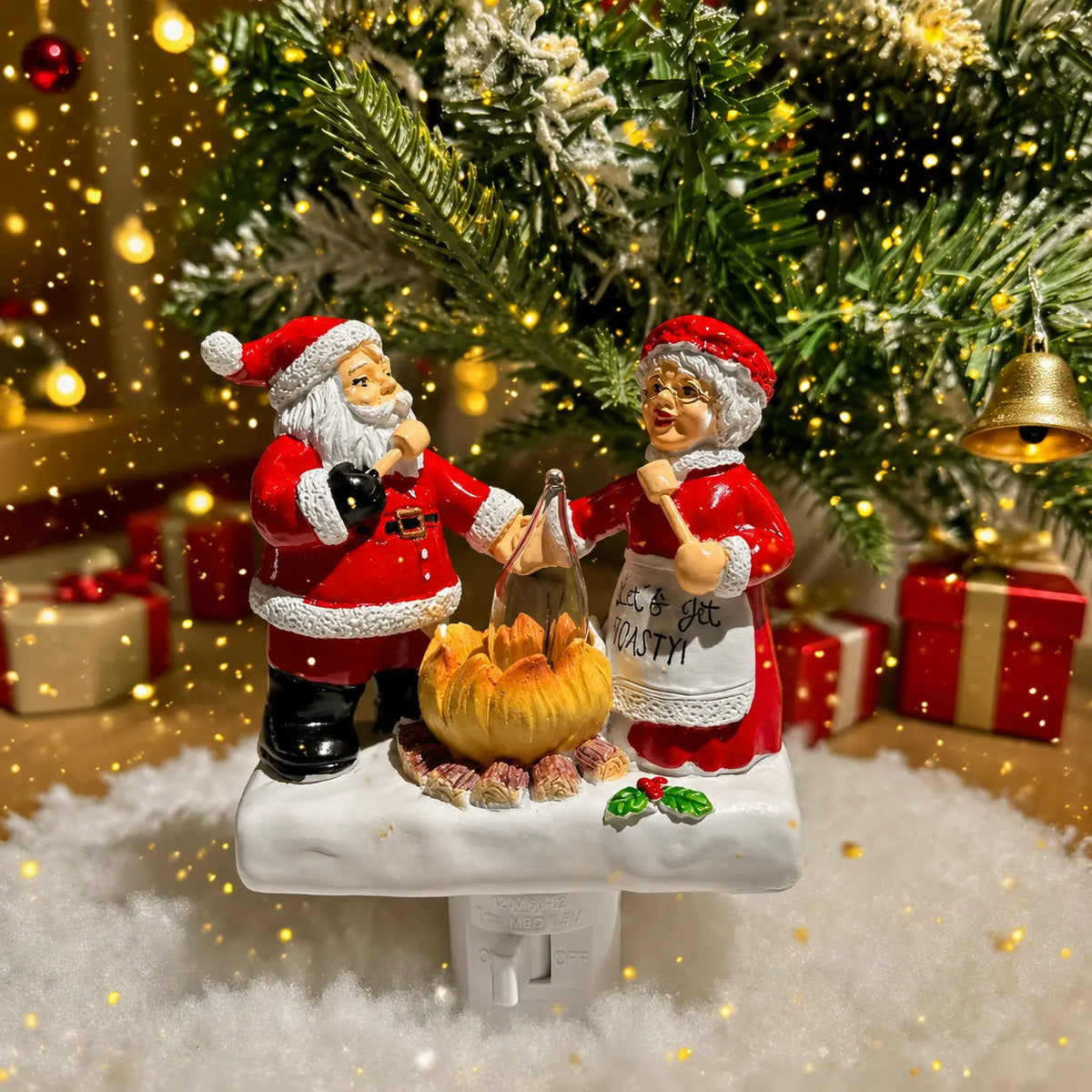 Santa & Mrs. Claus Fireside Christmas Night Light