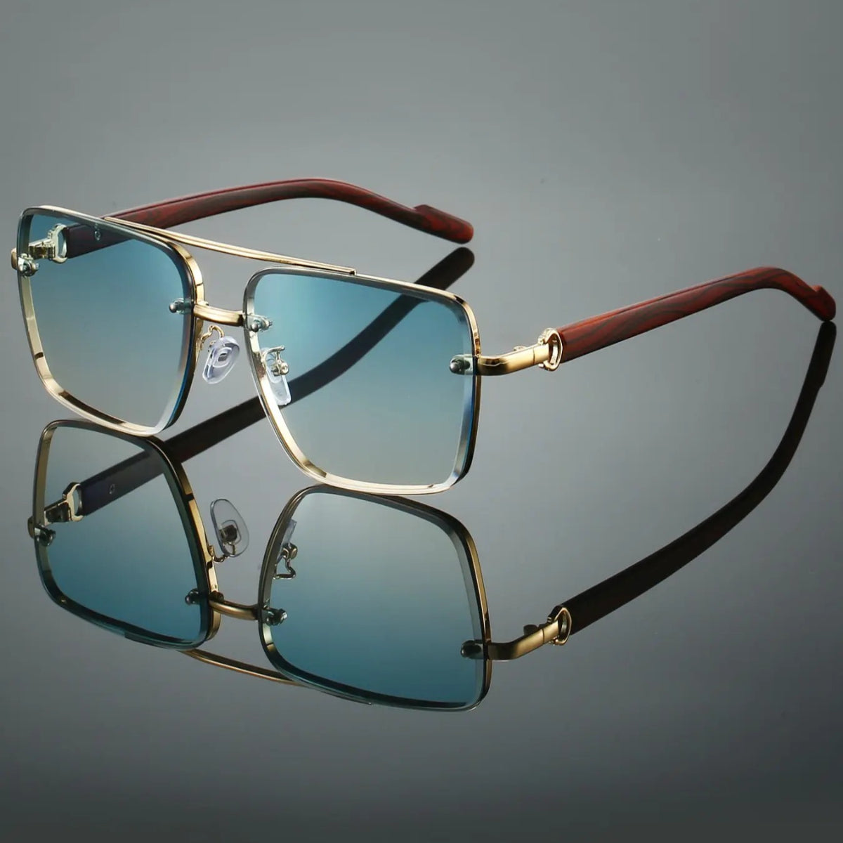 Men's Retro Square Double Bridge Sunglasses