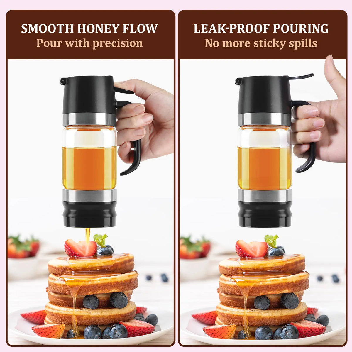 No-Drip Glass Honey Dispenser with Trigger Handle
