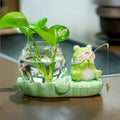 Cute Ceramic Hydroponic Planter with Fishing Animal Figurine