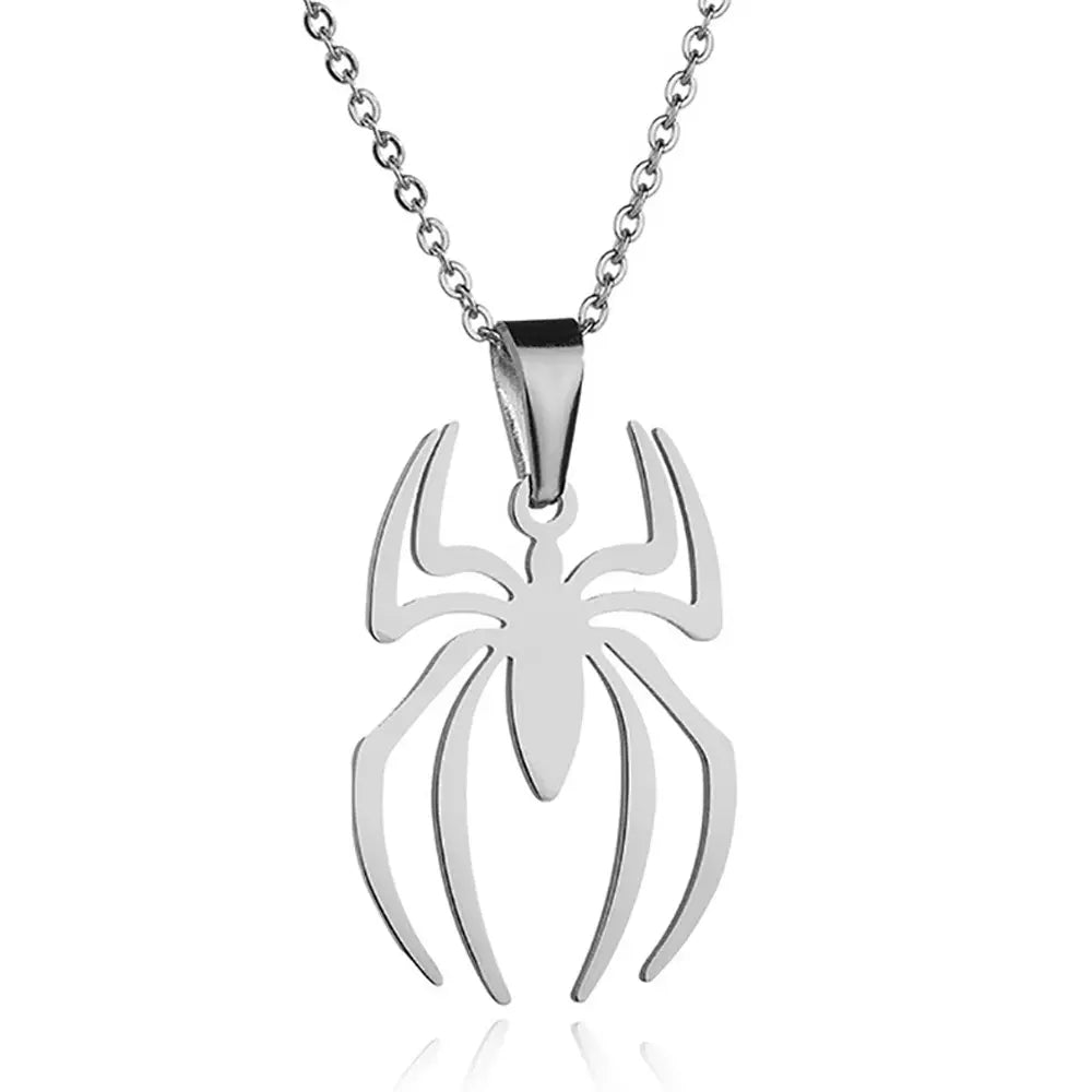 Stainless Steel Spider Pendant Necklace