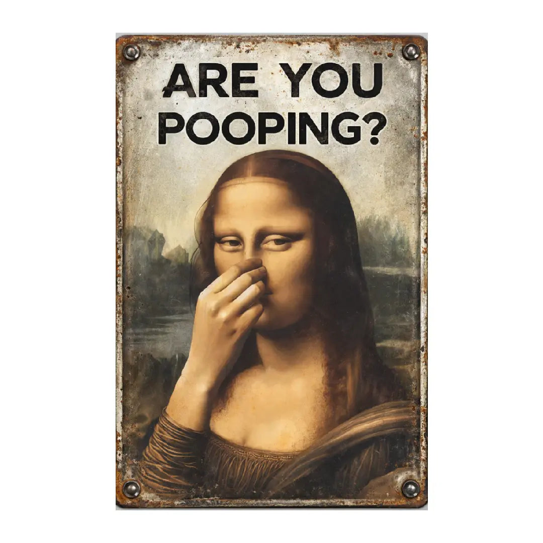 Funny Mona Lisa Bathroom Metal Sign – Vintage Wall Decor
