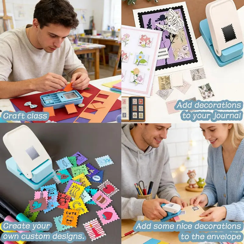 Creative ways to use the postage stamp paper punch for journals and cards