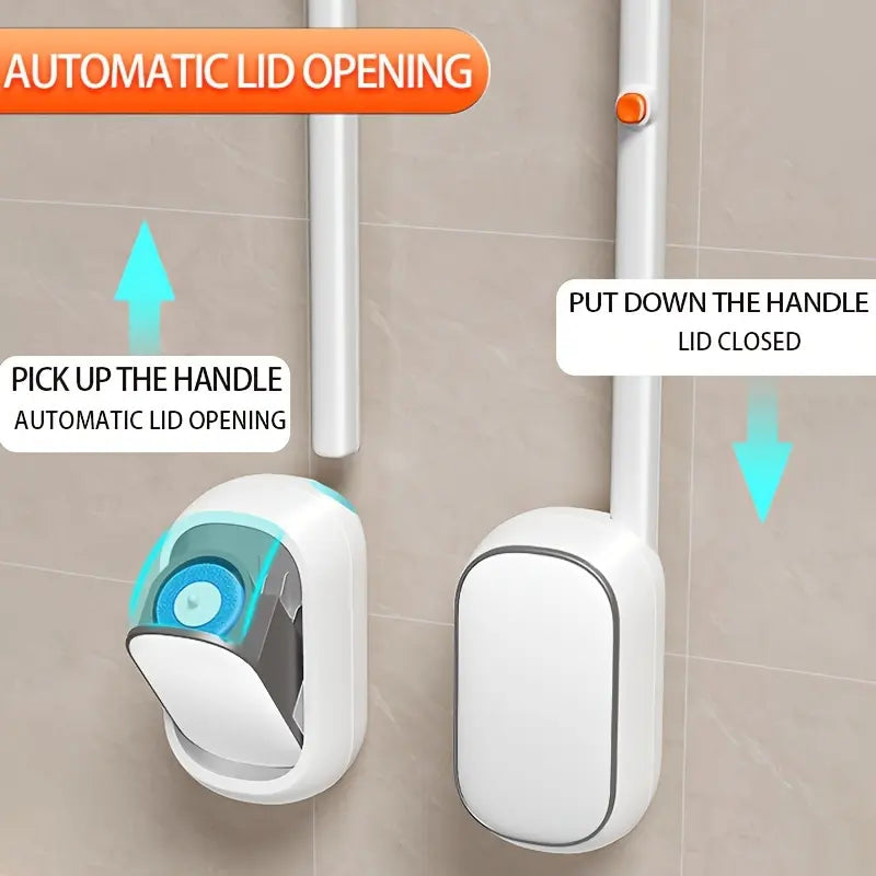 Wall-Mounted Toilet Brush Set with Disposable Refill Heads