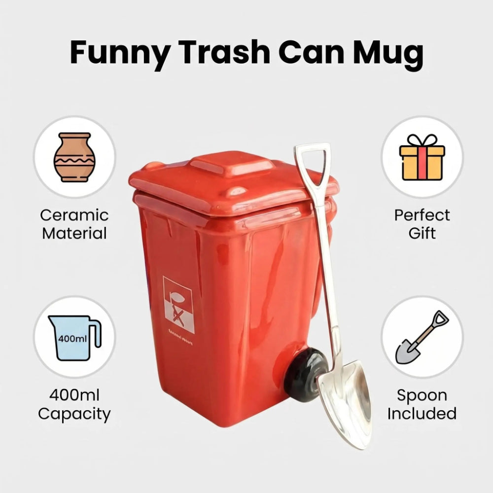 Trash Can Ceramic Mug – Funny Novelty Coffee Cup