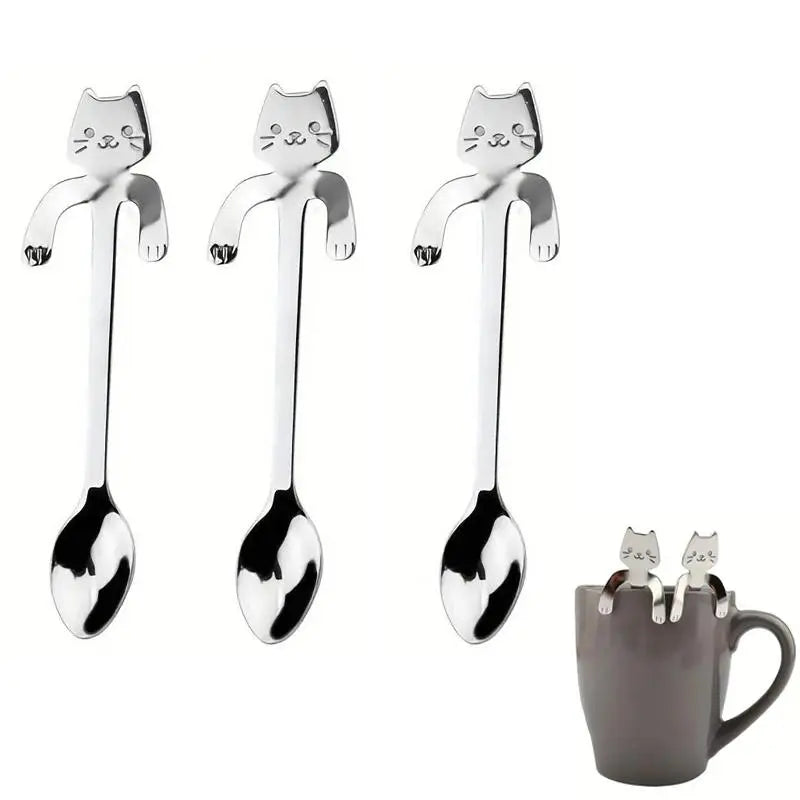 Cute Cat Hanging Spoon – Stainless Steel Coffee Spoon
