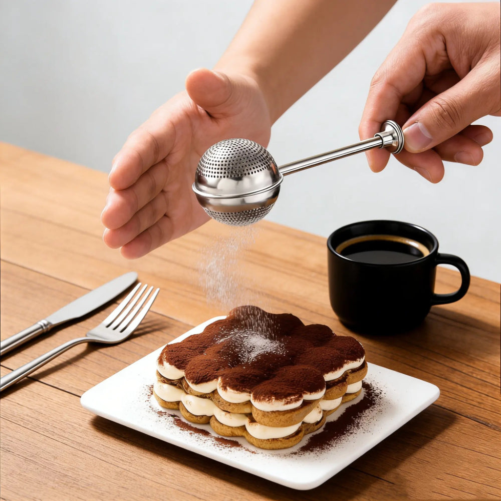 Stainless Steel Flour & Sugar Duster – Long Handle Baking Sifter