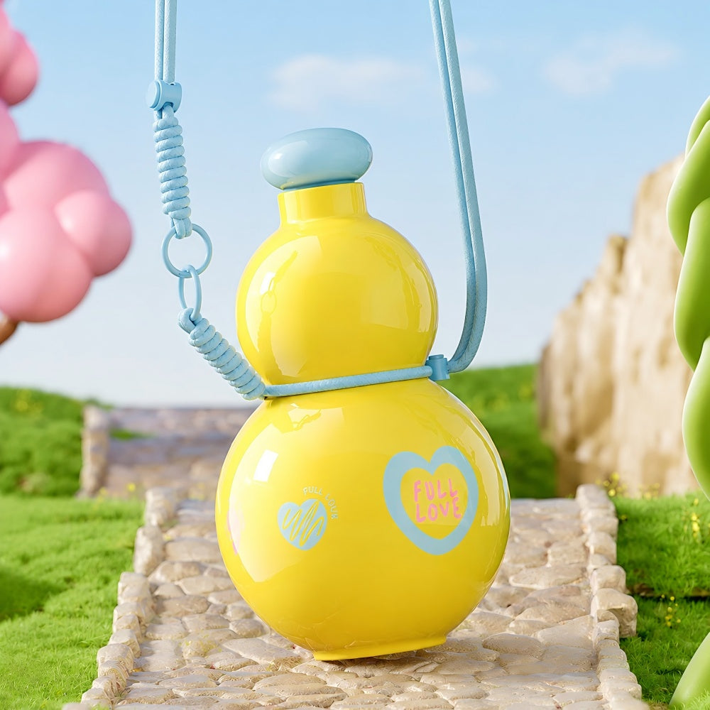 Cute Gourd Water Bottle with Adjustable Strap – Large Capacity