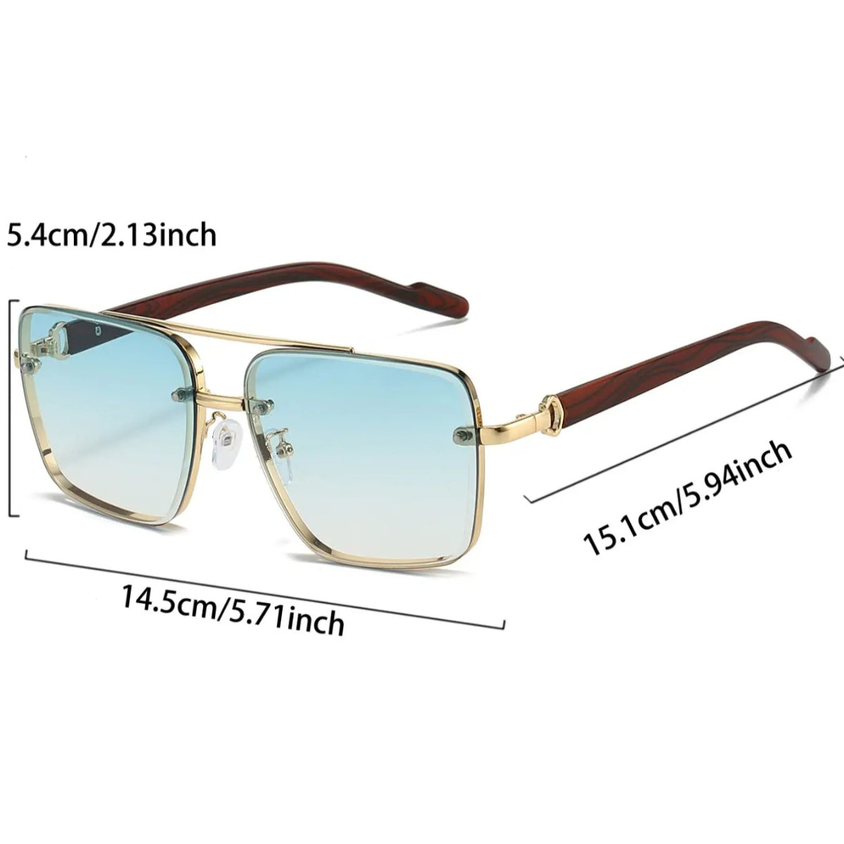 Men's Retro Square Double Bridge Sunglasses