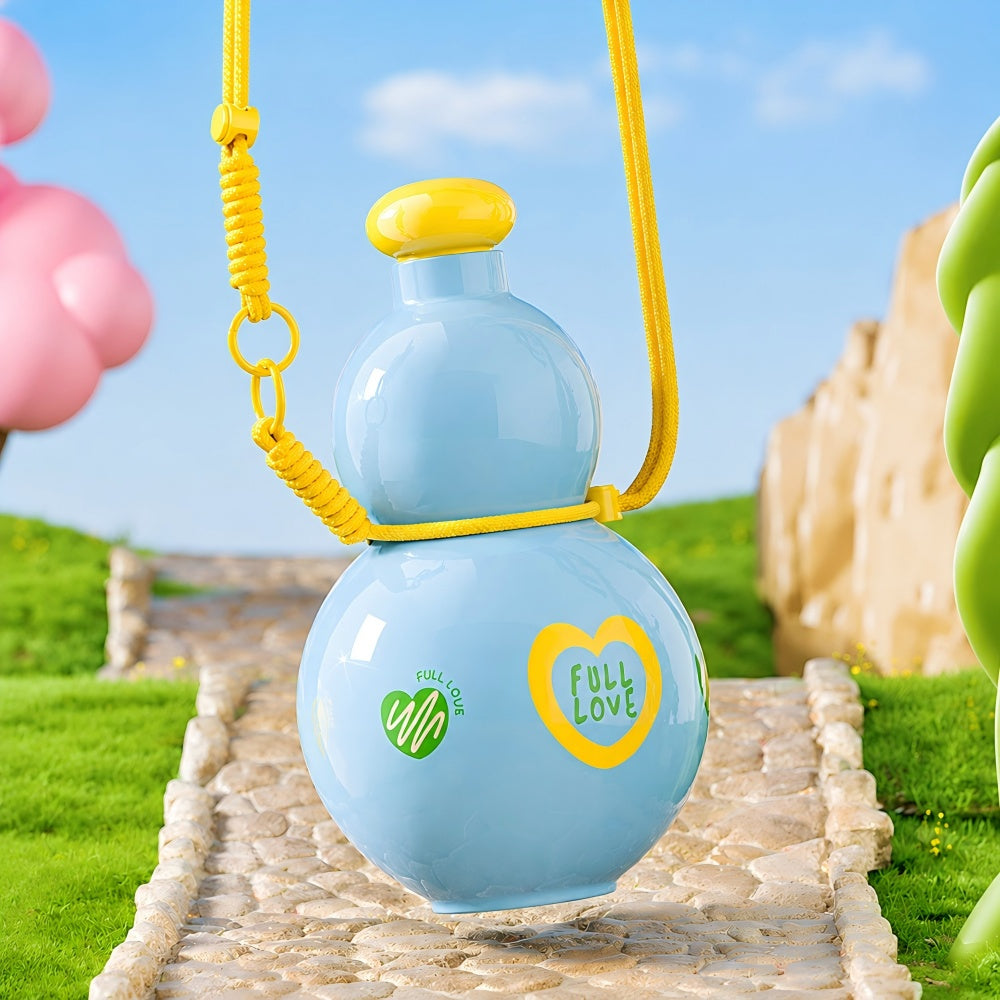 Cute Gourd Water Bottle with Adjustable Strap – Large Capacity