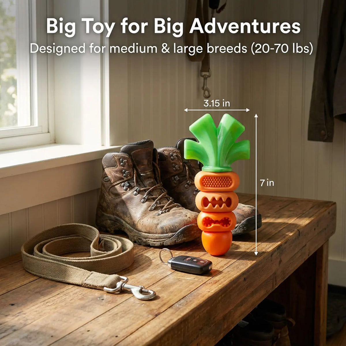Carrot Dog Chew Toy – Durable Interactive Dental Toy