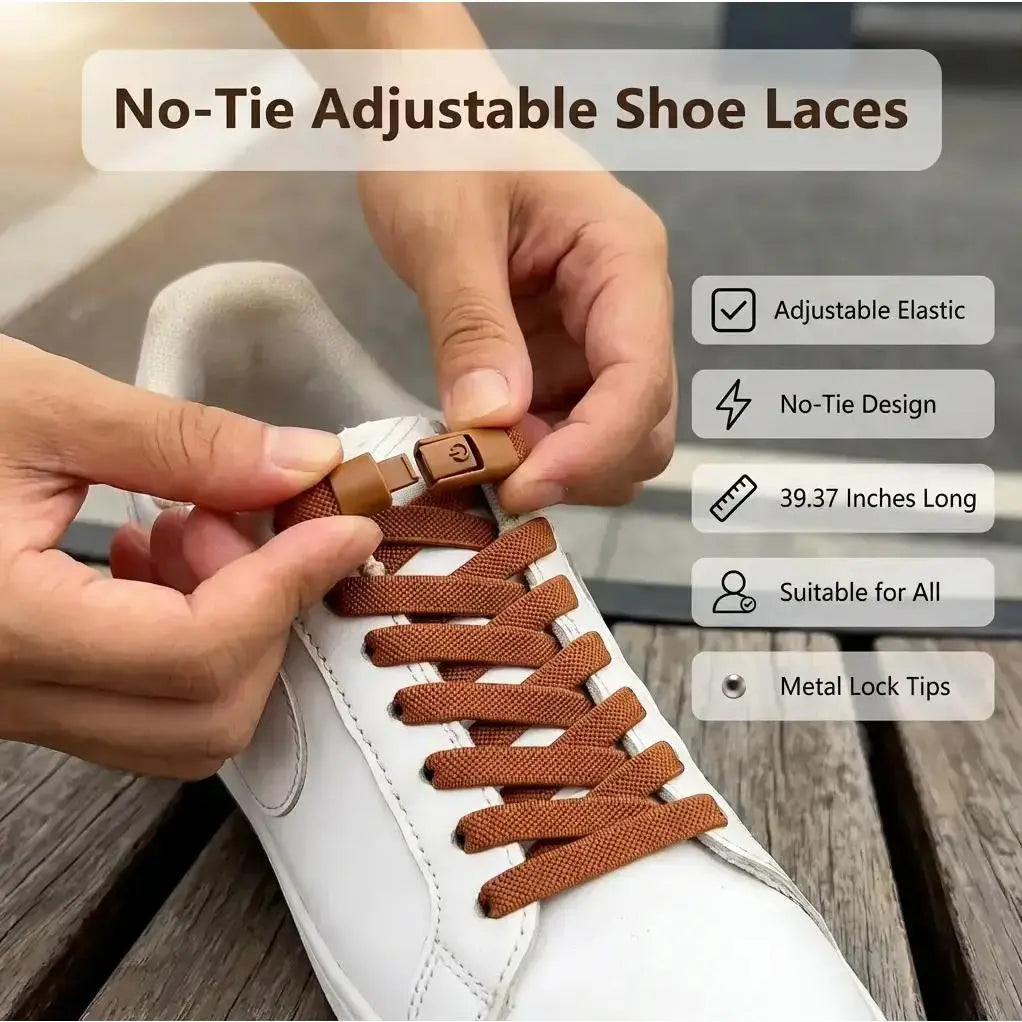 Adjustable No-Tie Elastic Shoelaces with Locking Buckle