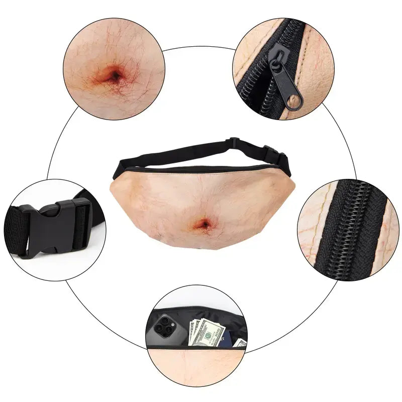 3D Beer Belly Fanny Pack – Funny Waist Bag