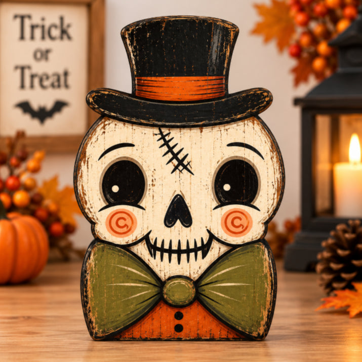 Vintage Halloween Wooden Shelf Sitters – Cute Tabletop Decor