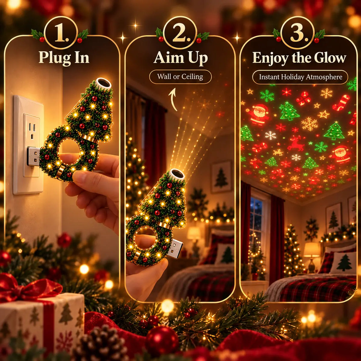 USB Christmas Projector Light – 6+ Holiday Patterns