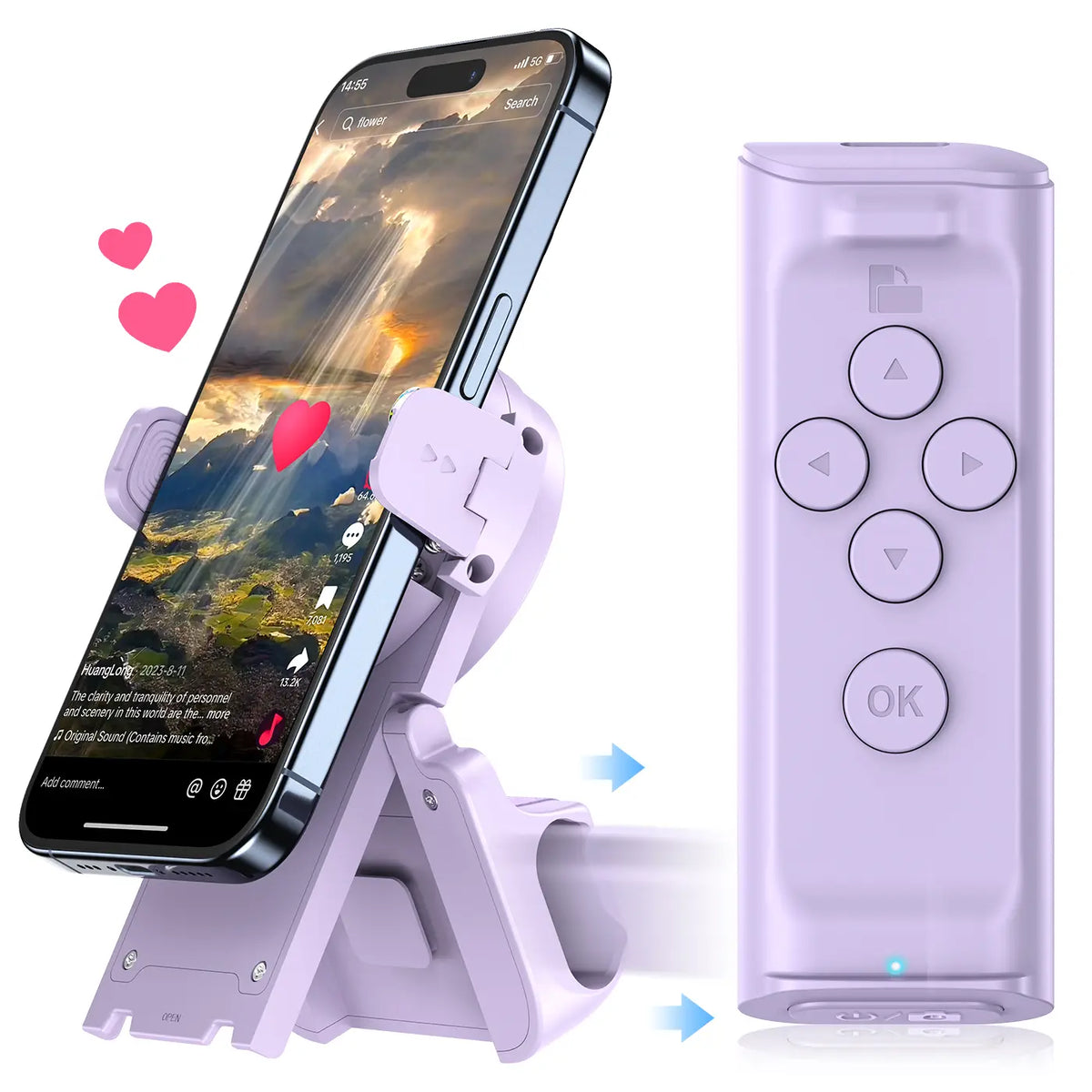 Wireless Phone Scroller Stand – Remote Page Turner & Camera Shutter