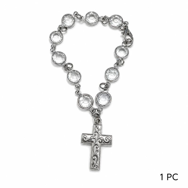 Crystal Cross Car Steering Wheel Charm