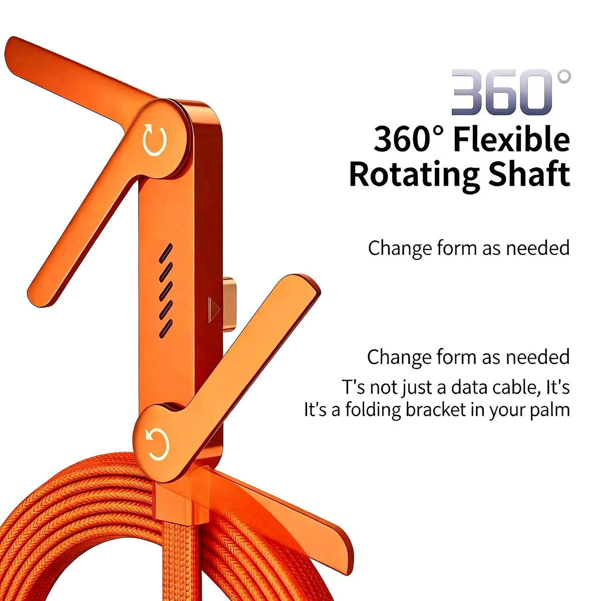 240W 2-in-1 USB-C Fast Charging Cable with Foldable Phone Stand