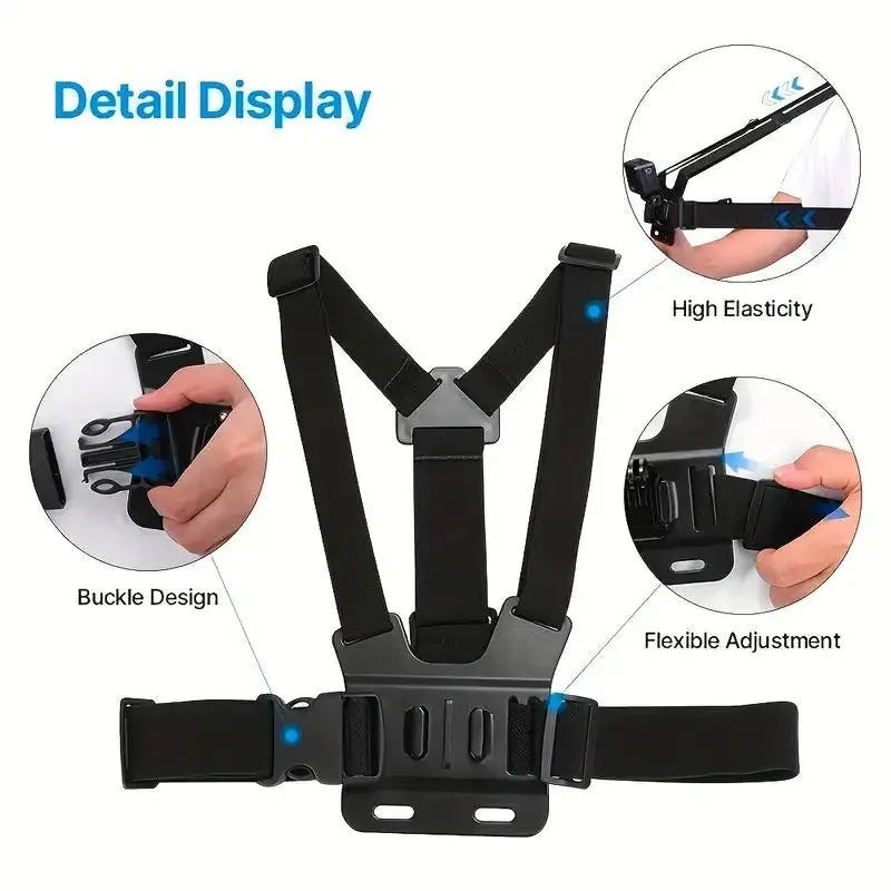6-Piece Action Camera & Phone Mount Kit – Head & Chest Strap