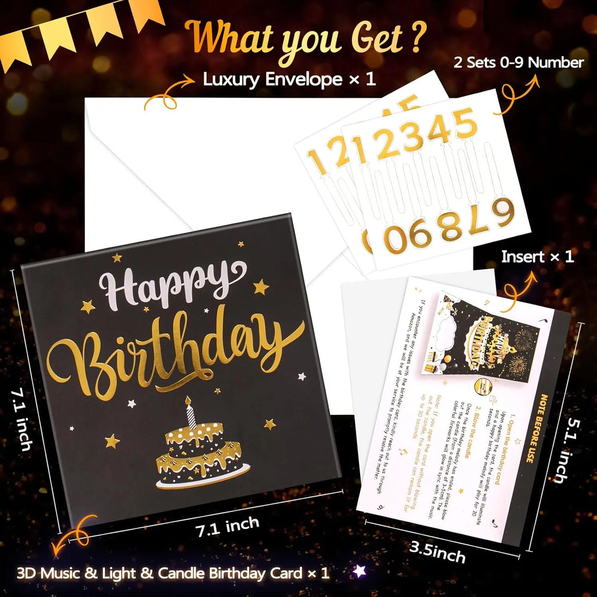 3D Pop Up Birthday Card with Music & LED Lights – DIY Age Cake Card