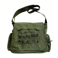 Vintage Witchy Canvas Crossbody Bag – Large Capacity