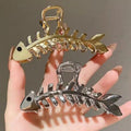 Fishbone Metal Hair Claw Clips – 2-Piece Set