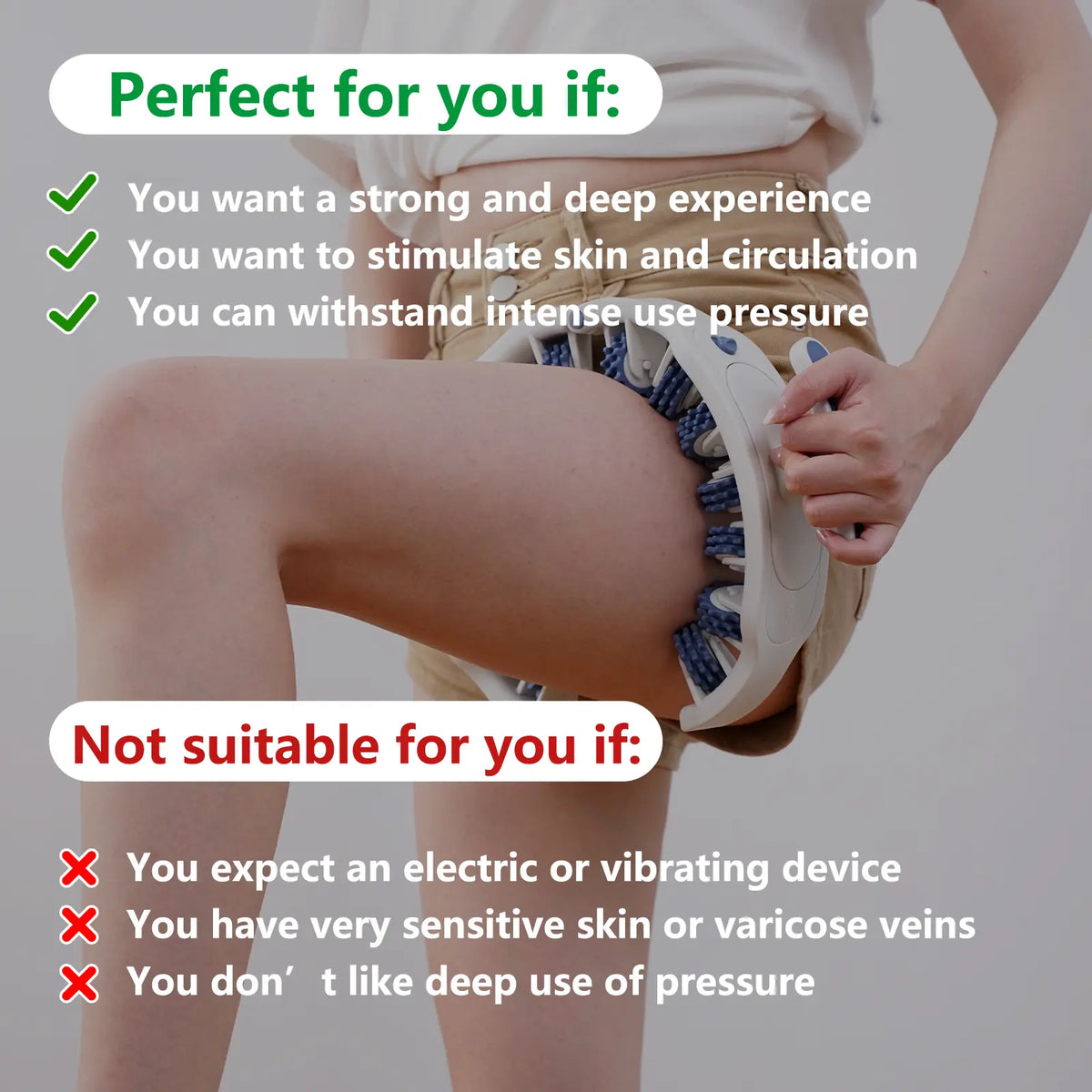 Manual Body Massage Roller – Deep Tissue Roller for Thighs, Calves & Waist