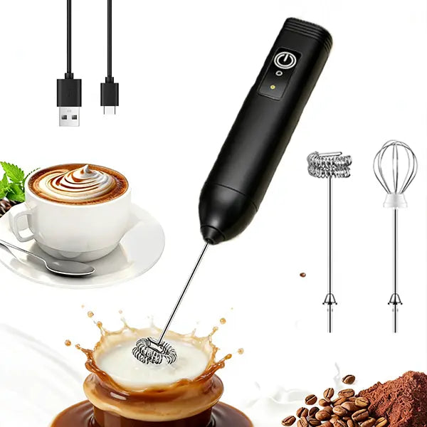 Rechargeable Milk Frother – 3-Speed Handheld Electric Whisk