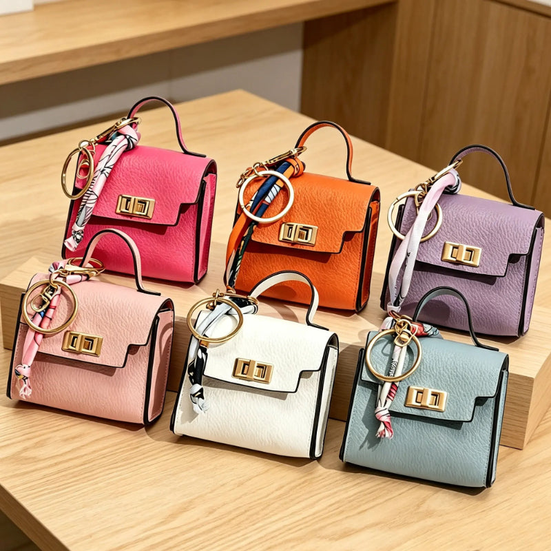 Mini Handbag Charm Keychain with Scarf