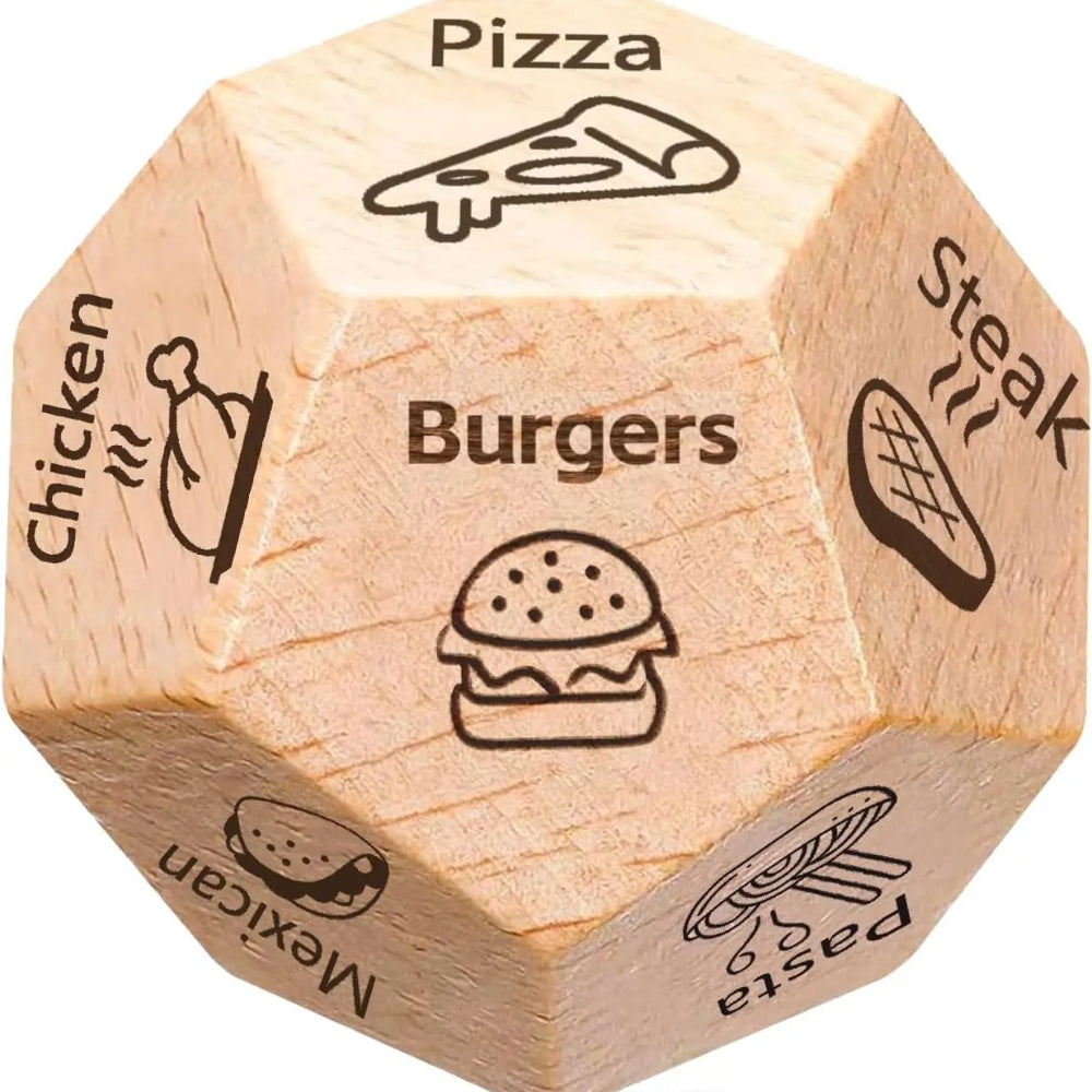 Date Night Food Dice – Wooden Dinner Decision Dice