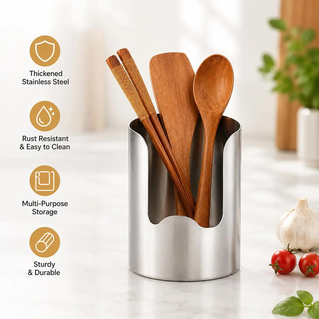 Stainless Steel Kitchen Utensil Holder – Countertop Organizer